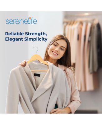 20 Pcs. of Solid Wooden Hangers for Clothes - Heavy Duty Suit Hanger Set with Chrome 360&amp;#xB0; Swivel Hook (Natural Color