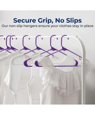 10 Pcs. Plastic Hangers - Non-Slip, Sturdy, and Heavy Duty Coat Set with 360° Swivel Hook for Clothes