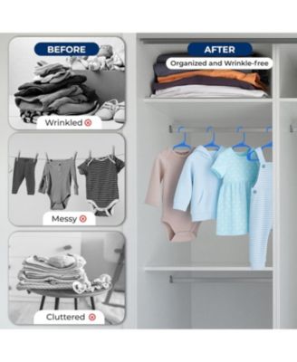 20 Pcs. Non-Slip Plastic Kids Hangers - Durable and Space-Saving Closet Organizers for Infants, Toddlers, and Kids' Clothing (Blue)