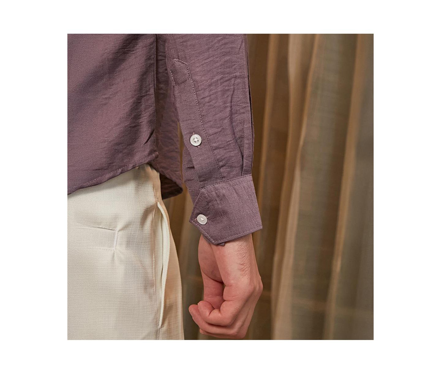 Мужская рубашка Cahoot Campus Sutra Grape Purple Breezy Wrinked Relaxed, цвет: Фиолетовый — фото 7