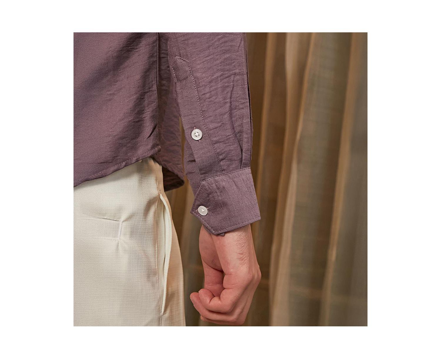 Men's Grape Purple Breezy Wrinked Relaxed Shirt