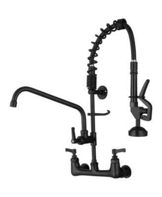 Commercial Restaurant Pull Down 2-Handle Wall Mount Pre-Rinse Spray Utility Kitchen Faucet in Polished Chrome