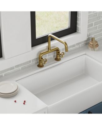 2-Handle 2 Holes Deck Mount Modern Kitchen Faucet With 360 ° Swivel Spout