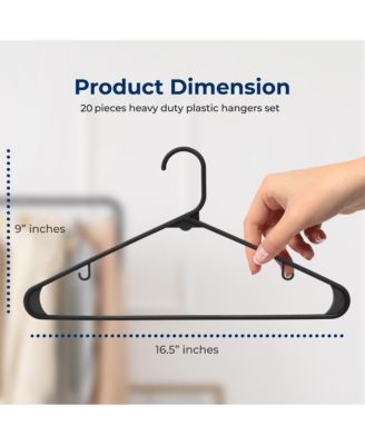 20 Pcs. Plastic Hangers - Non-Slip, Sturdy, and Heavy Duty Coat Set with 360&amp;#xB0; Swivel Hook for Clothes (Black)