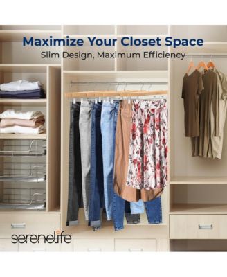 20 Pcs. Premium Wooden Pants Hangers - Heavy Duty Hanger Set with Chrome 360&amp;#xB0; Swivel Hook (Natural)