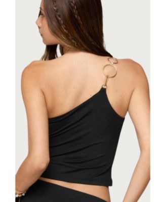 Womens Ashlyn Ring Chain One Shoulder Top