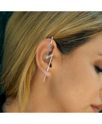 True Lightning Gemstones Sterling Silver Bolt Ear Crawler