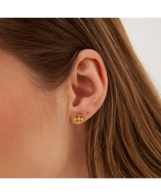 Four Cube Blocks Natural Textured Sterling Authentic Stud Earrings