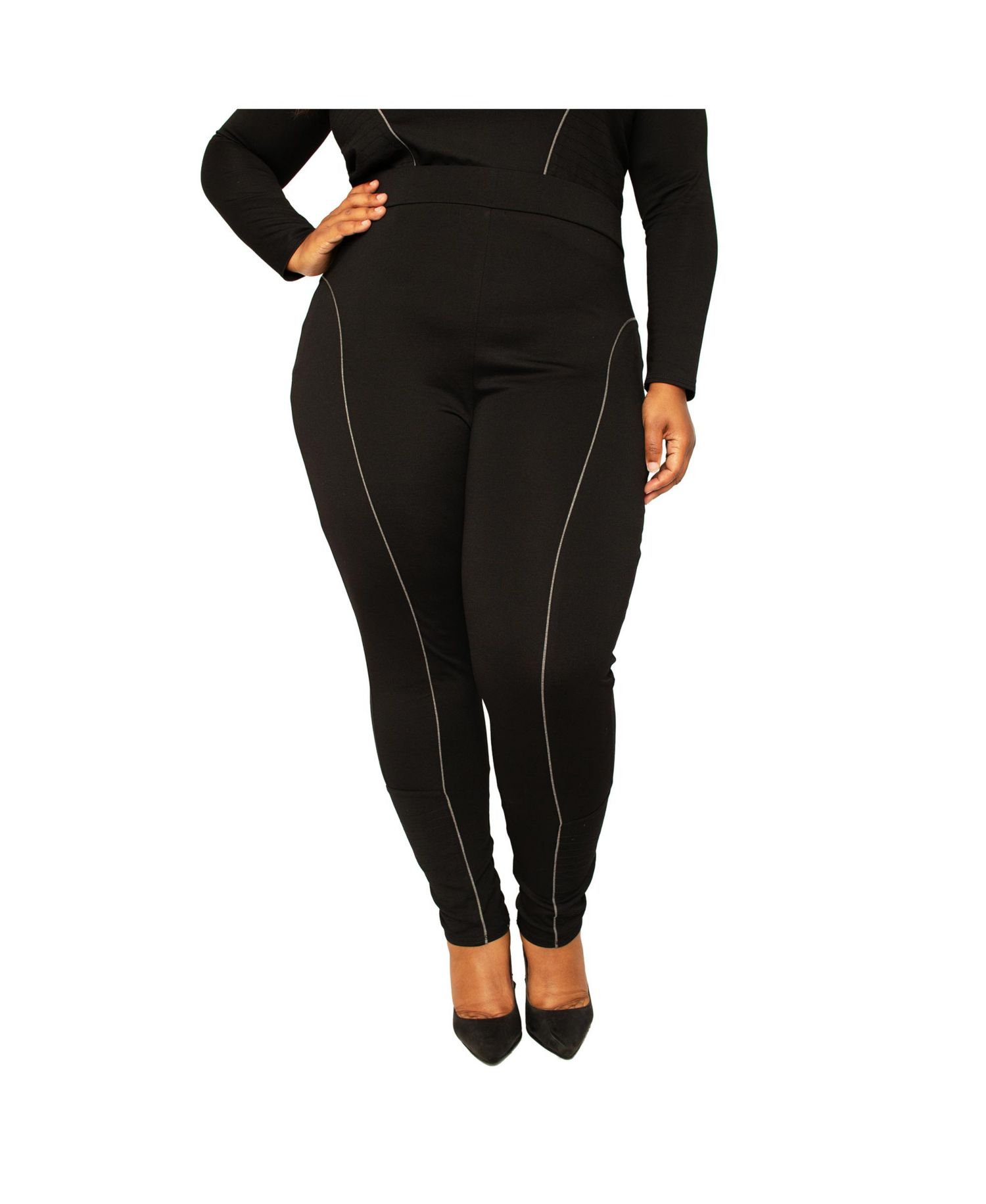 Plus Size High Rise Ponte Moto Style Leggings