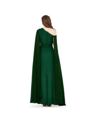 Women's Asymmetric Hand Embellished Cape Sleeve Gown