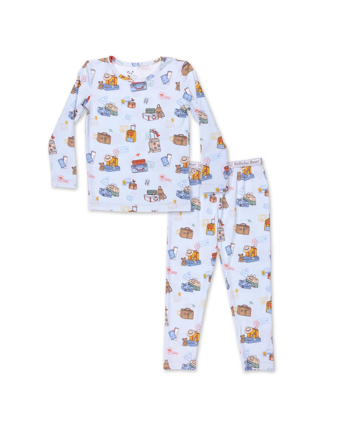 Bellabu Bear Kids Unisex Kids' Vintage Suitcases Set of 2 Piece Pajamas - Vintage suitcases