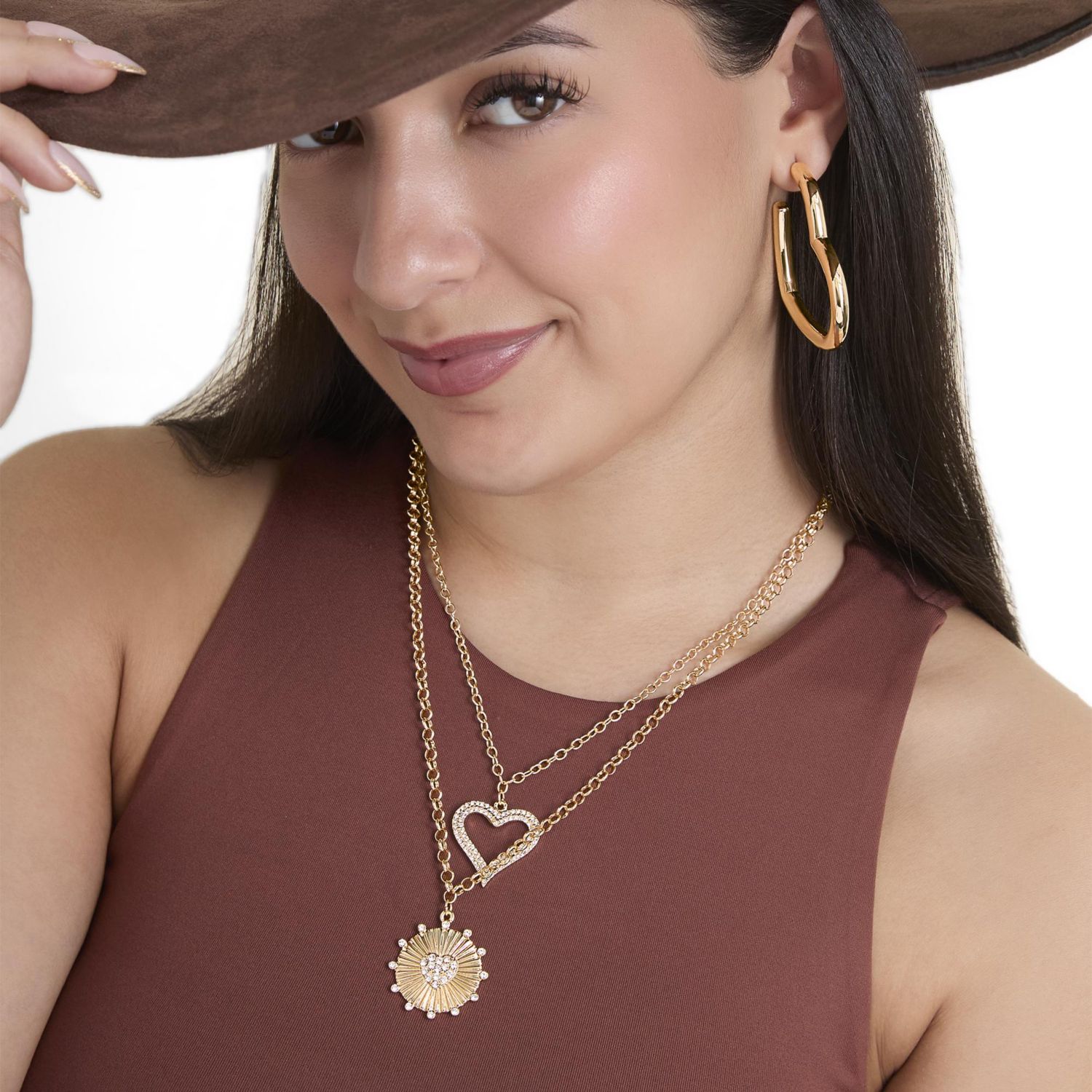 Heart Hoop Earrings for Women - Yellow Gold-Tone Mother's
