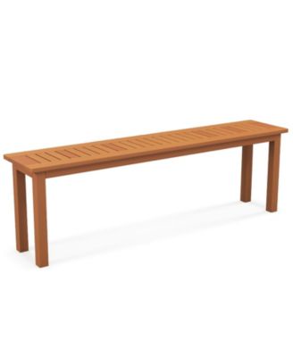 Set Of 2 59'' Long Patio Dining Bench w/ Teak Oil Finish & Slat Seat Accent Entryway