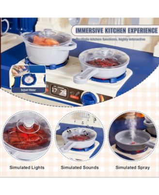 Kids Kitchen Playset with 74 Piece Pretend Cooking Accessories for Role Play Fun