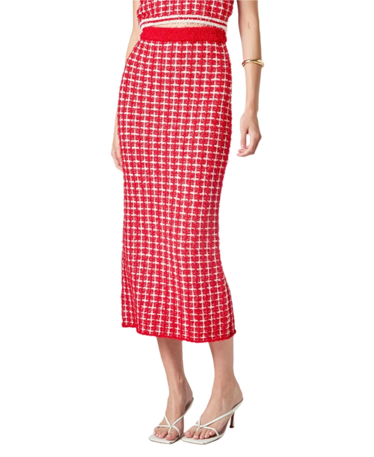 Women's Check Maxi Skirt - Red/cream