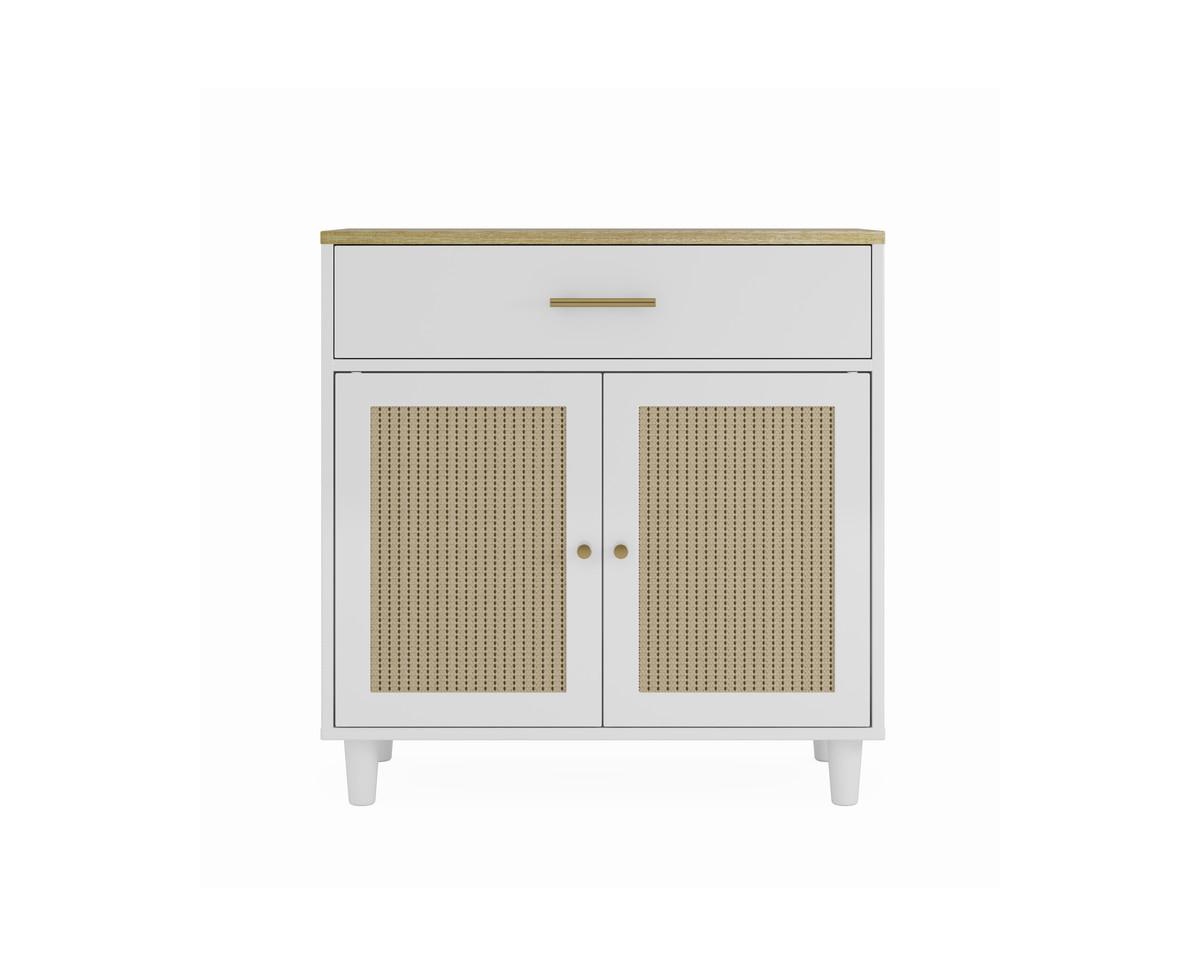 Wooden Countertop Storage Cabinet with Scratch Pad - White