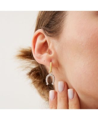 Gold Vermeil Hoop Sterling Silver Horseshoe Equestrian Earrings