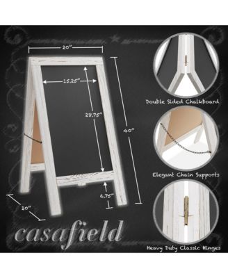 40" x 20" A Frame Chalkboard Sign, Rustic Brown Double-Sided Magnetic Wooden Menu Board for Cafes, Sandwich Shops, Sidewalks, and Weddings