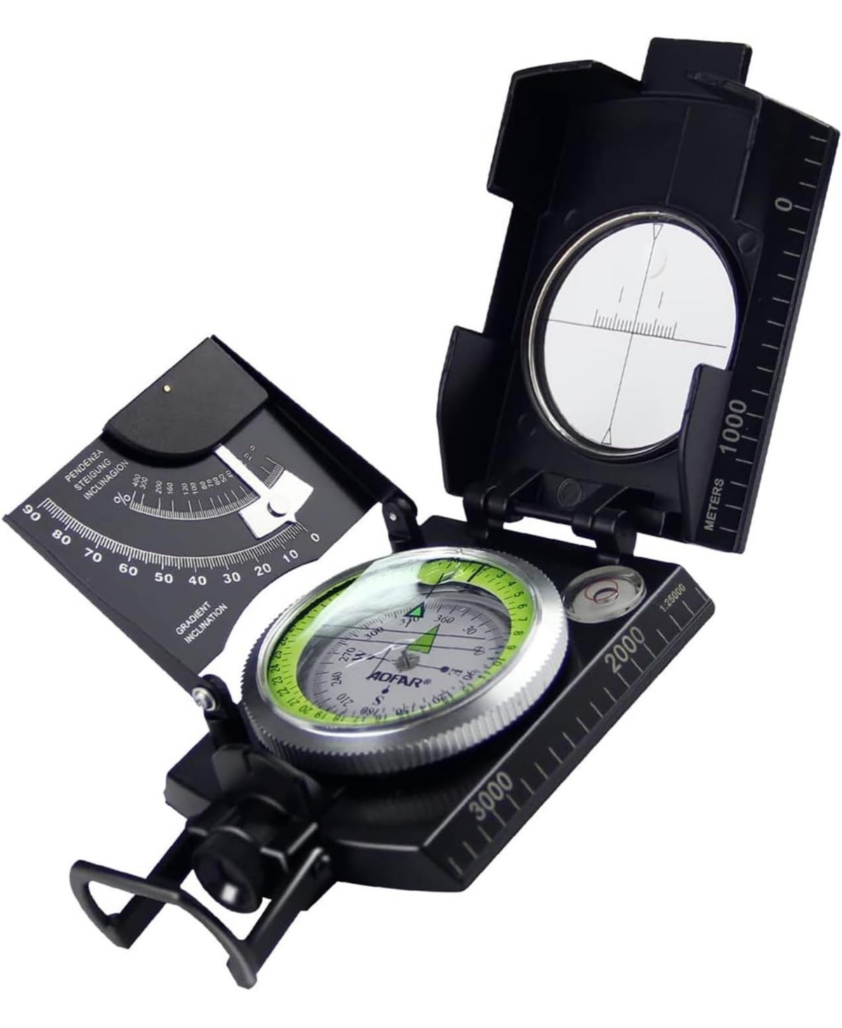 Af-4074 Military Compass for Hiking,Lensatic Sighting Waterproof,Durable,Inclinometer for Camping,Boy Scount,Geology Activities Boating - Black