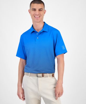PGA TOUR - Men's Ombr&eacute; Plaid-Print Short-Sleeve Golf Polo Shirt