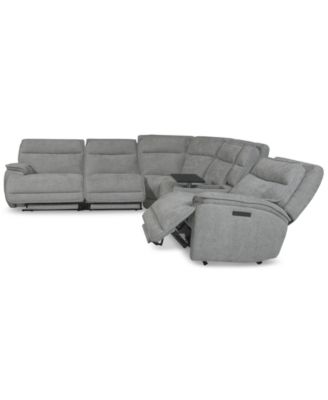 Ozryn 6-Pc. Fabric Sectional with Console and 3 Power Motion Chairs, Exclusively at Macy's