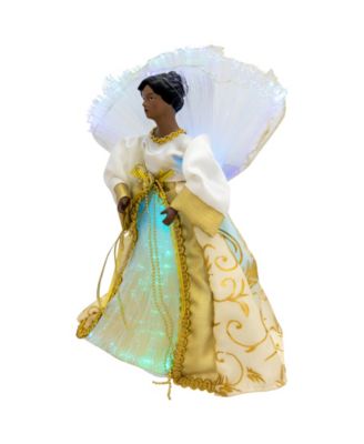 12" Lighted Fiber Optic African American Angel Christmas Tree Topper