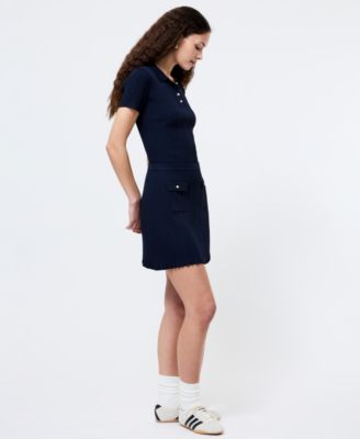 Women's Crinkle-Knit Two-Pocket Mini Skirt