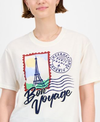 Juniors' Cropped Bon Voyage T-Shirt