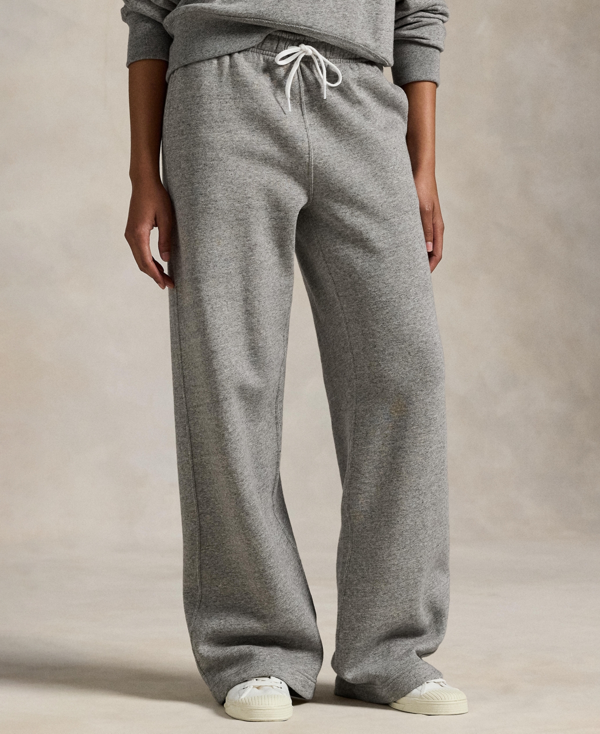 Polo Ralph Lauren Women's Drawstring Fleece Wide-leg Sweatpant In Gray