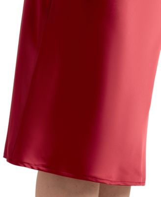 Juniors' Solid Stretch Satin Pull-On Skirt