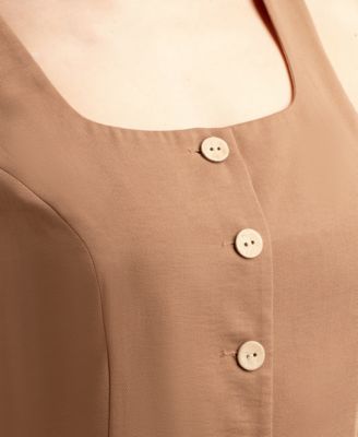 Juniors' Solid Heavy Crepe Button-Front Vest