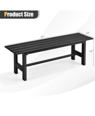 Outdoor HDPE Bench w/ Metal Frame 47'' x 14'' x 16'' for Yard Garden