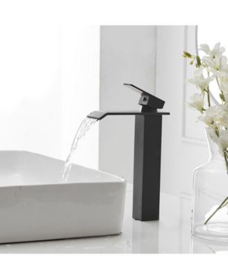 Waterfall Single Hole Single Handle Bathroom Vessel Sink Faucet in Matte Black