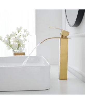 Waterfall Single Hole Single Handle Bathroom Vessel Sink Faucet With Pop-up Drain Assembly