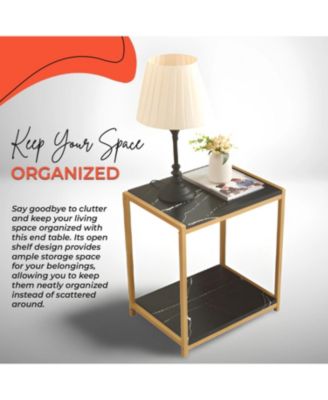 Lily Side End Table Nightstand with Shelf - Modern & Stylish Bedside Table with Storage Shelf