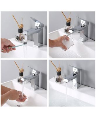18 1/8" x 12 3/16" x 4 5/16" Wall Mount Ceramic Sink with Modern Bathroom Single Handle Faucet Chrome Combo
