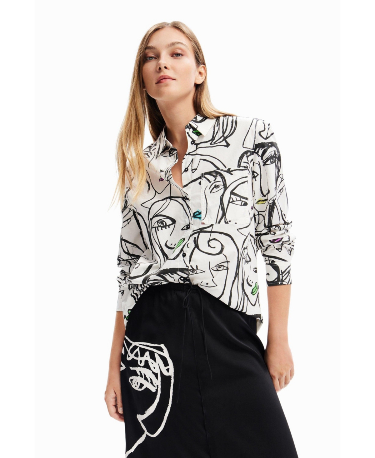Women's Arty faces shirt - White