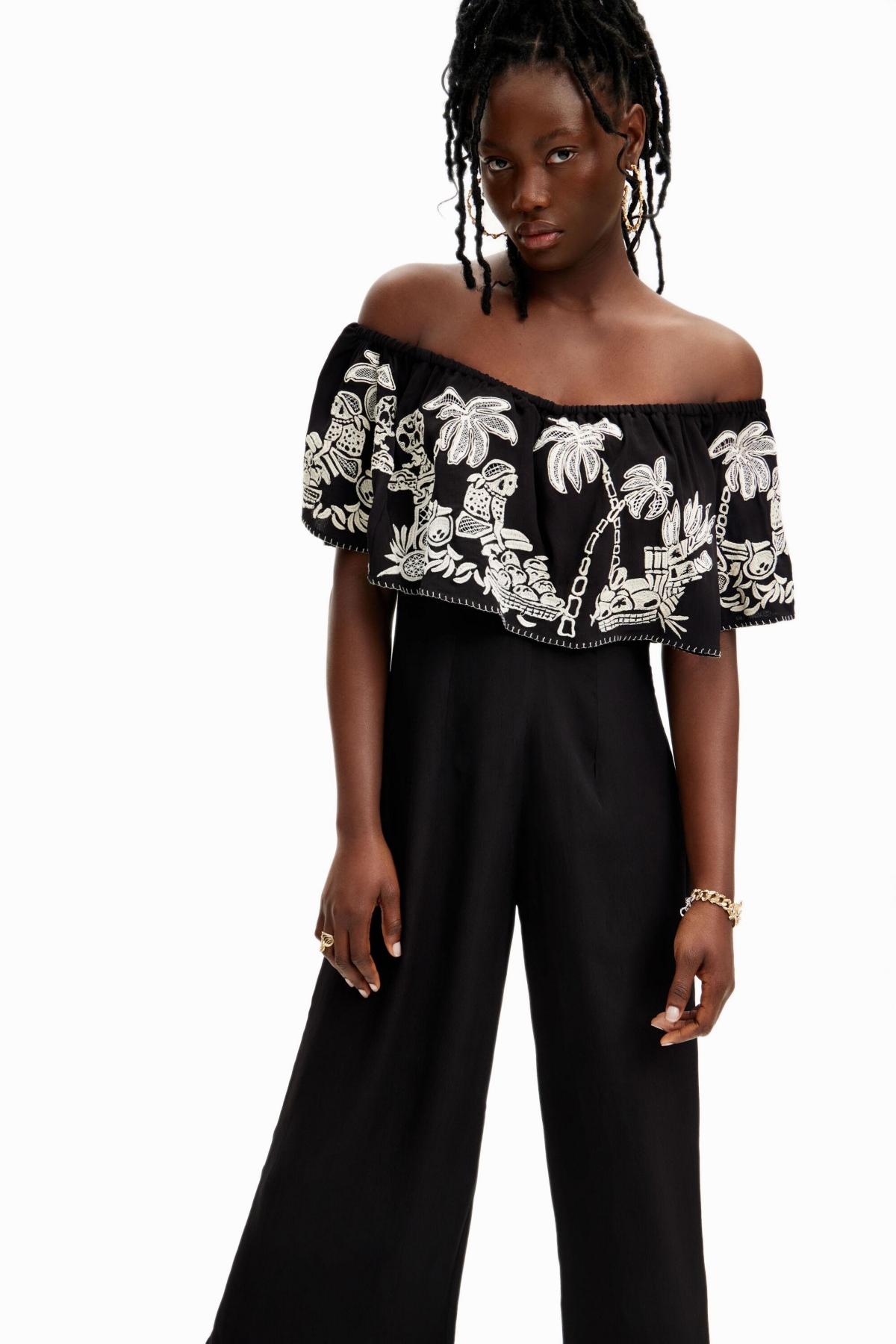 Women's Stella Jean palm midi jumpsuit - Black