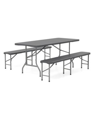 2PCS 6 ft Plastic Folding Bench Portable Fold-in-Half Seat w/ 1320 LBS Capacity