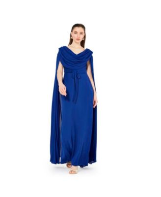 Women's Cowl Neck Flare Sleeved A-line Gown