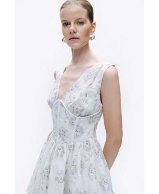 Women's Corset Look Broderie Mini Dress