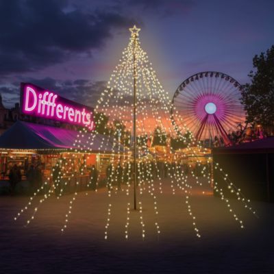 4840LED 20' Outdoor Pole Christmas Tree Lights Kit with Telescopic Flagpole, 120V Giant-Sized Holiday Event Decor with Star Top