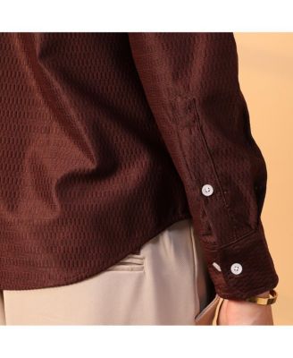Men's Chocolate Brown Solid Honeycomb Shirt