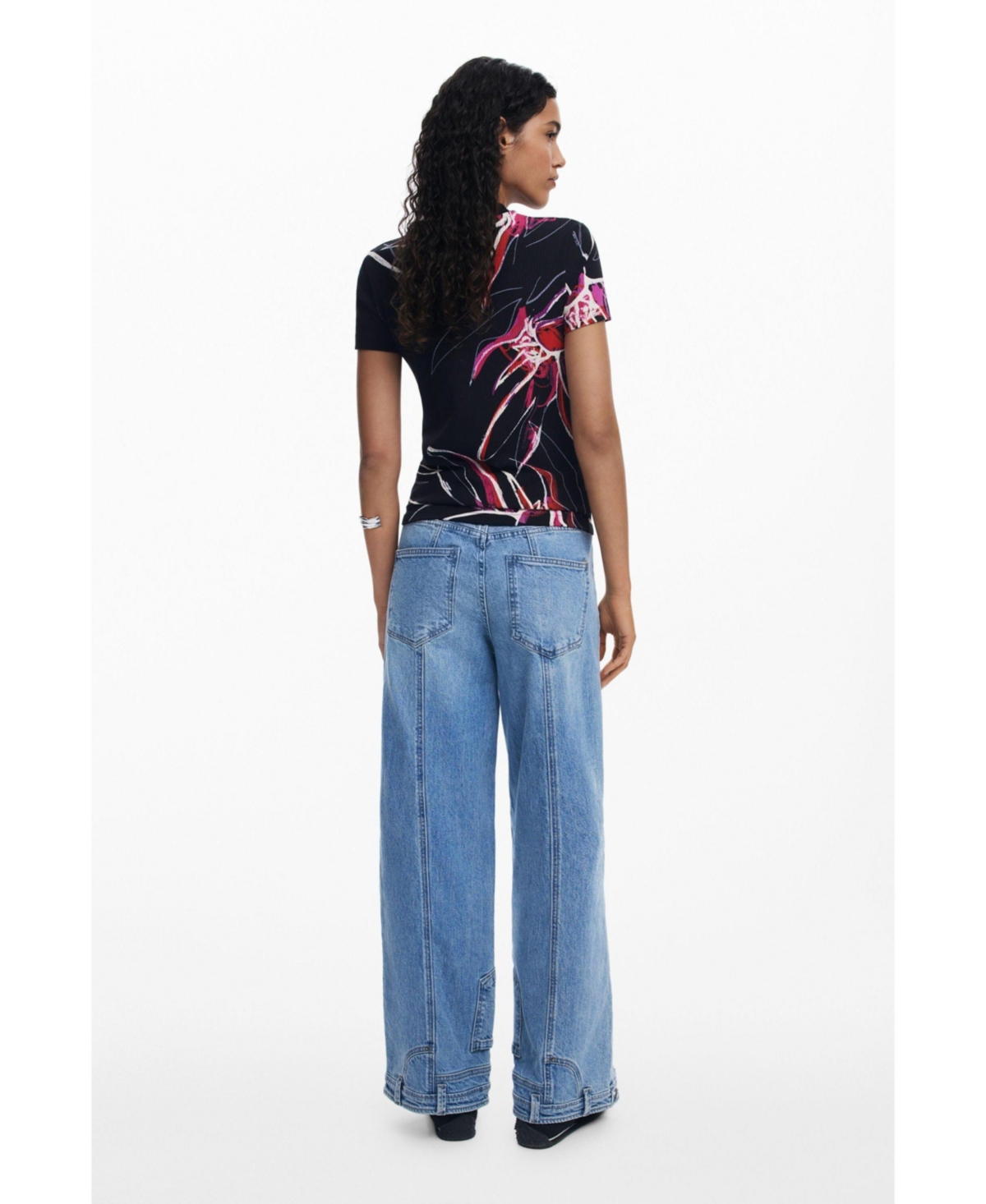 Desigual Floral Rib T-shirt In Multi