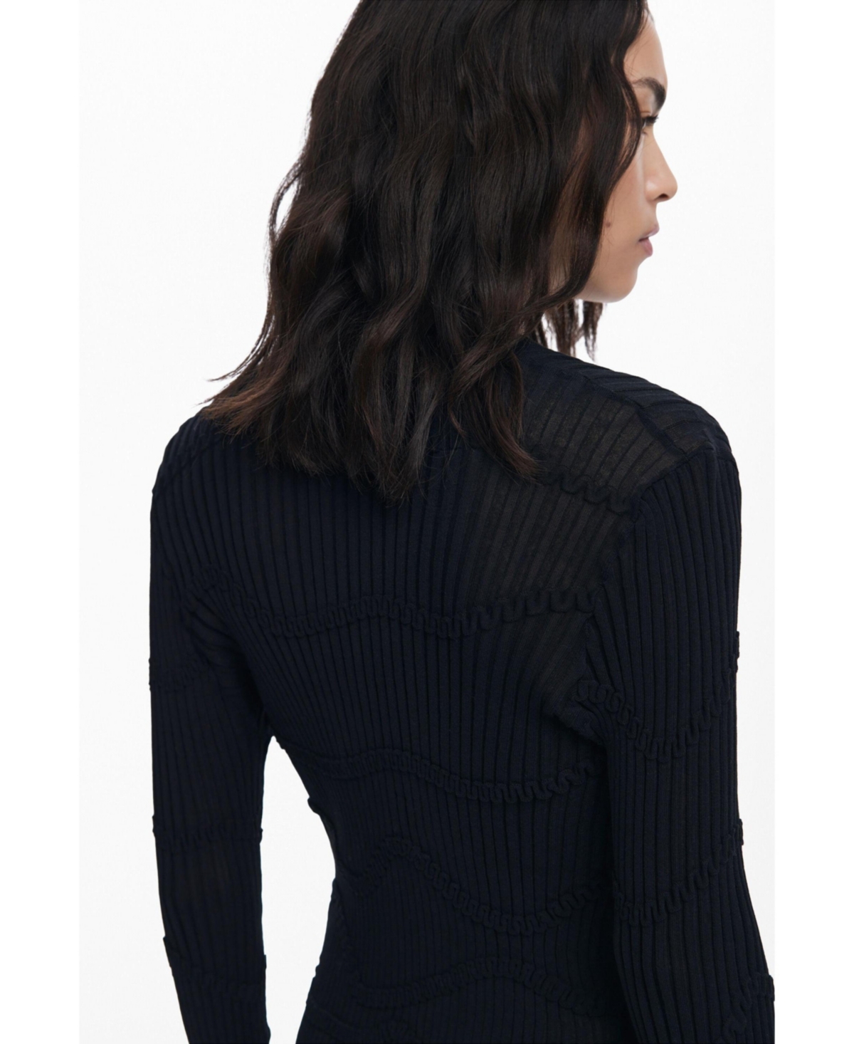 Desigual Thin Gauge V-neck Cardigan In Black