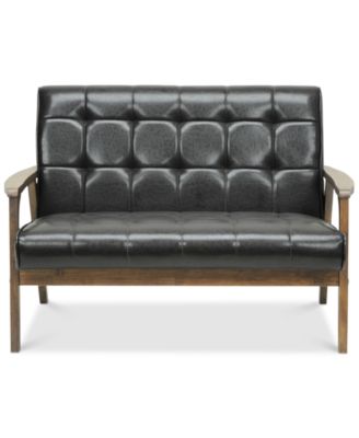 Caden Mid-Century Faux Leather Loveseat