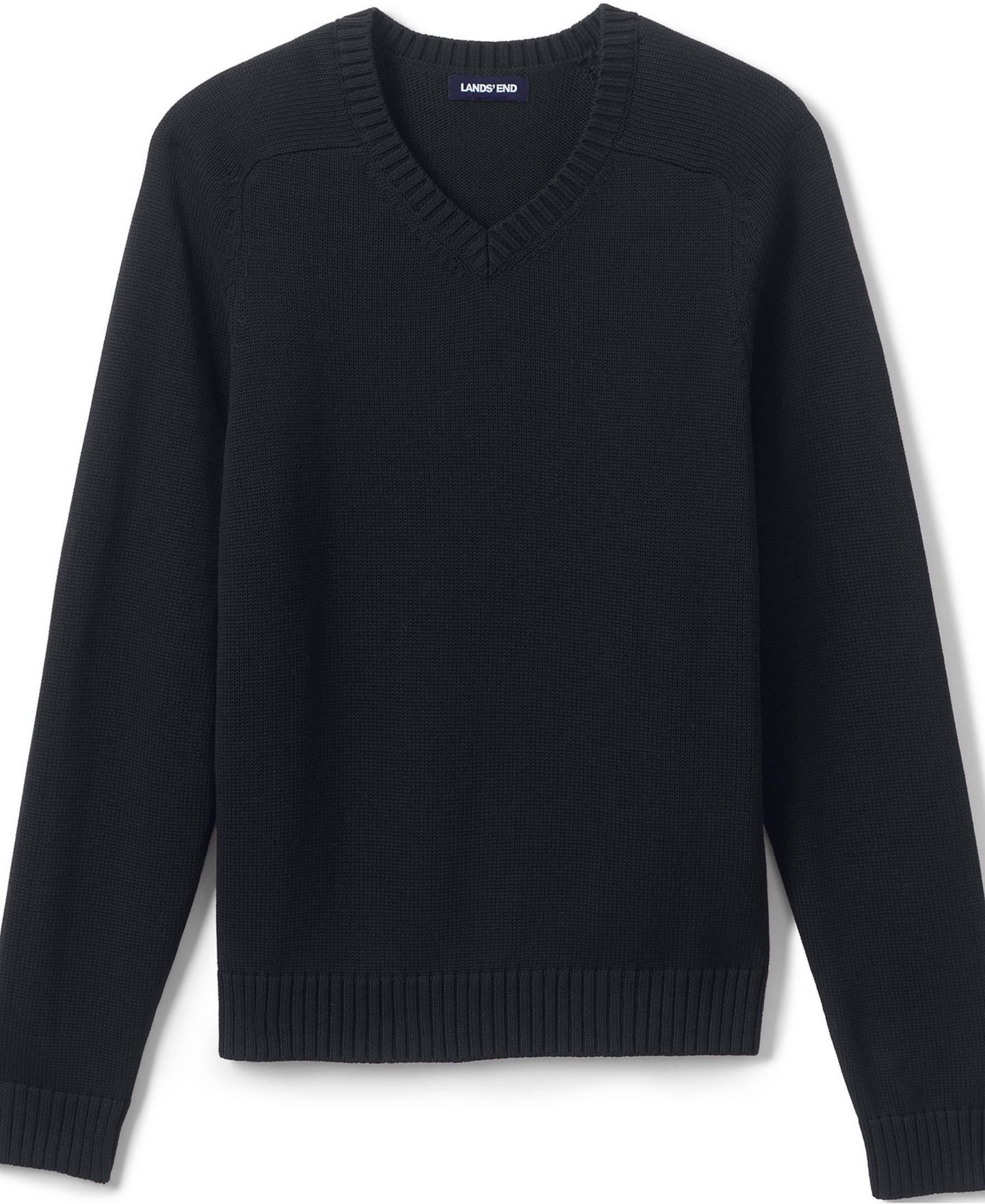 Мужской свитер Lands' End Legacy V-neck, цвет: Чёрный — фото 7