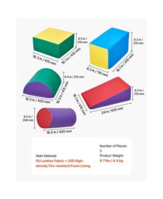 Kids 5 Piece Foam Climbing Blocks Set Preschoolers Indoor Play Gym