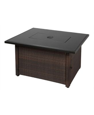 40,000 BTU Rectangular LP Gas Outdoor Fire Pit Table, Brown/Black
