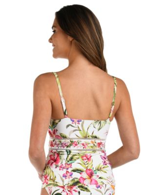 Women's Polynesian Shirred Printed Tankini Top